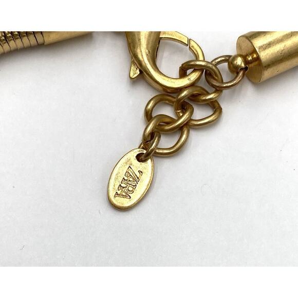 ZARA Necklace Gold Tone Chunky Statement with Rings 18” - Picture 9 of 10